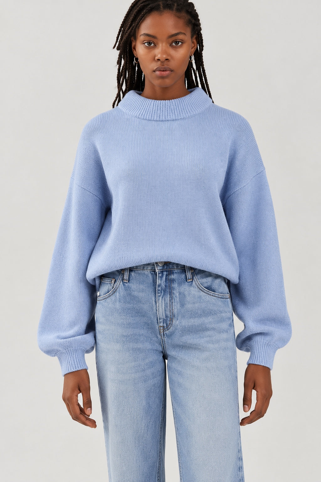 Miranda Coil Neck Sweater - Dusty Blue
