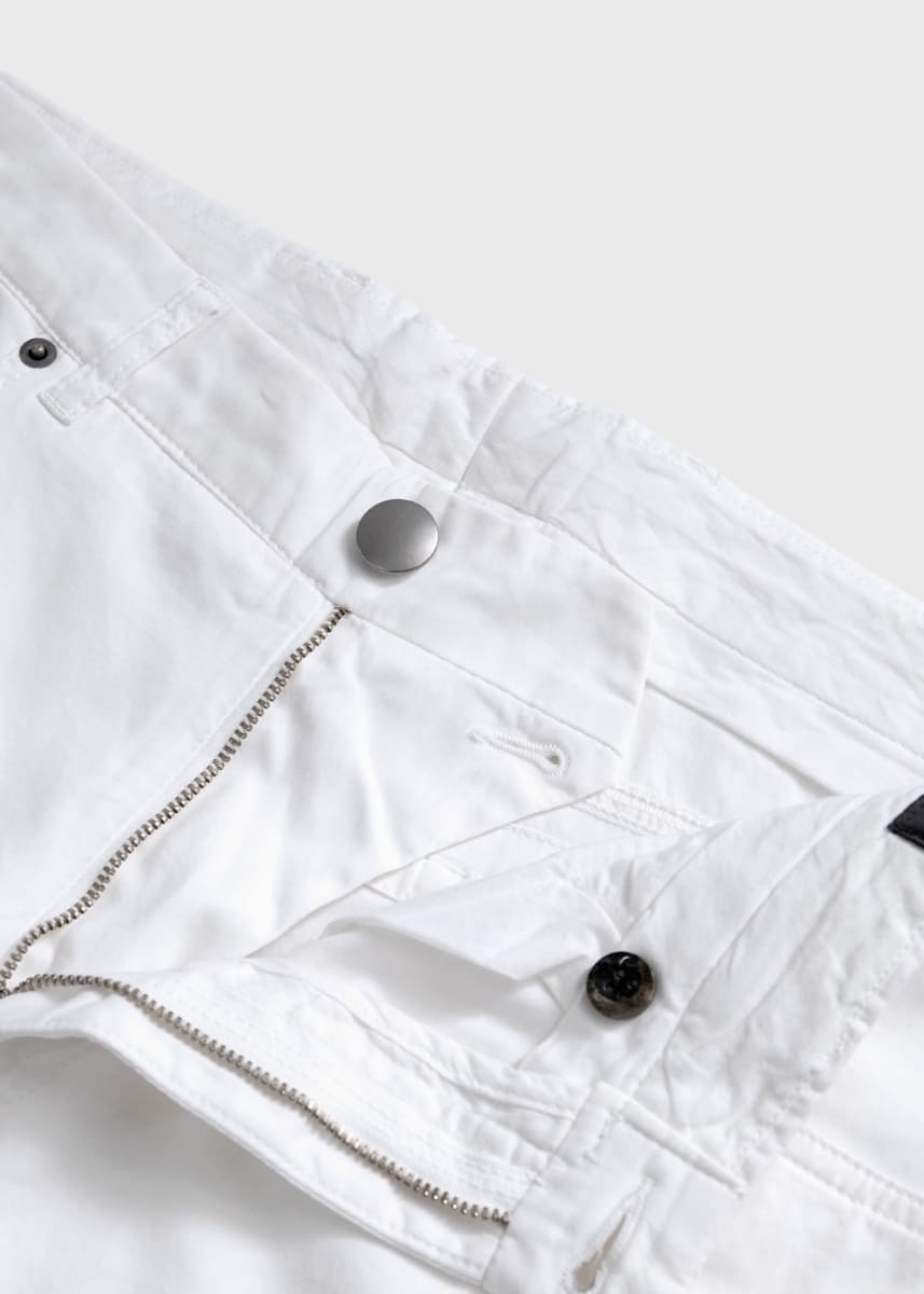 Cotton & Silk Five Pocket Pant - White