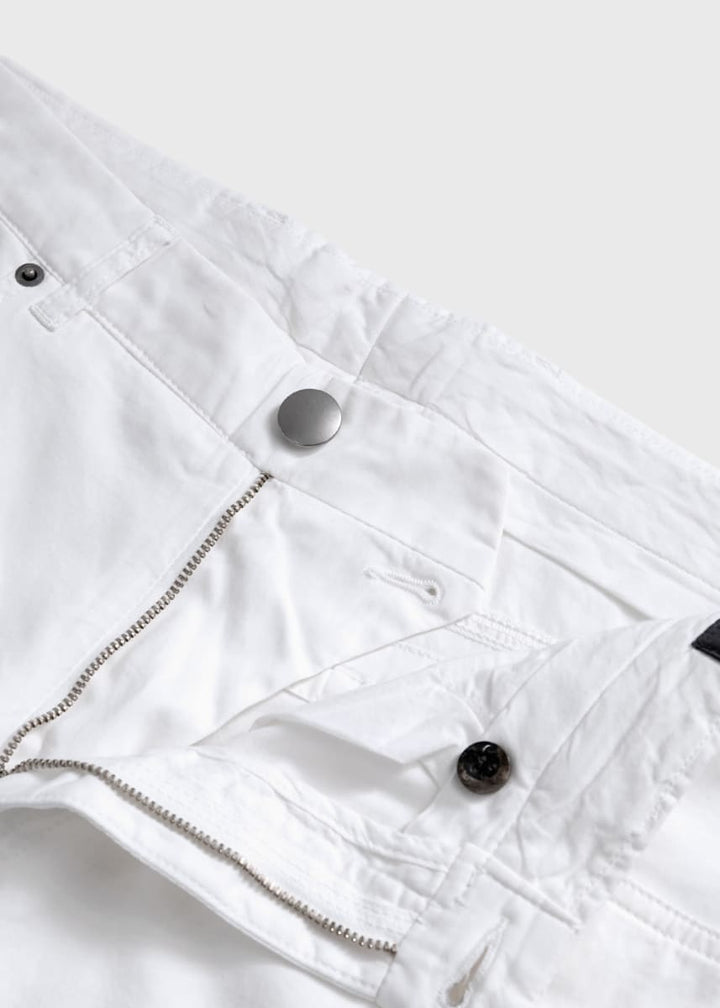 Cotton & Silk Five Pocket Pant - White