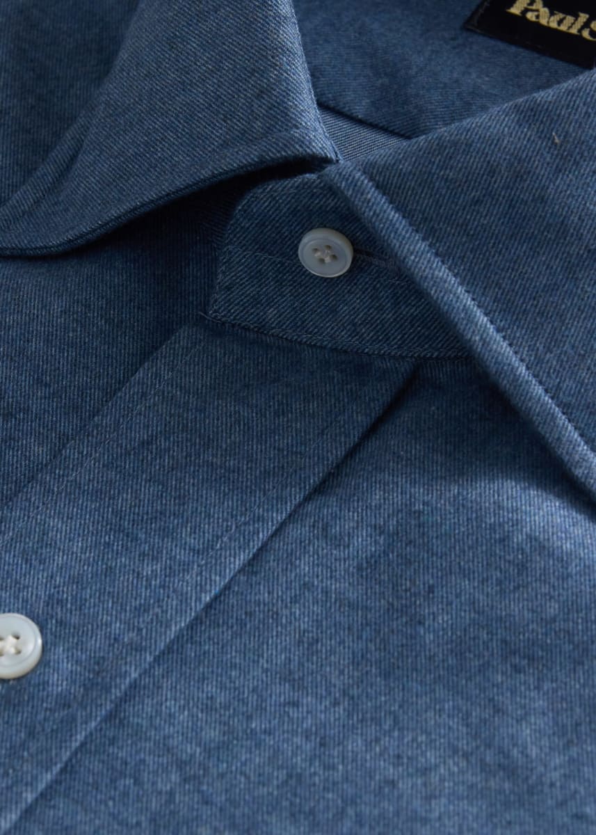 Brushed Cotton Solid Sport Shirt - Blue