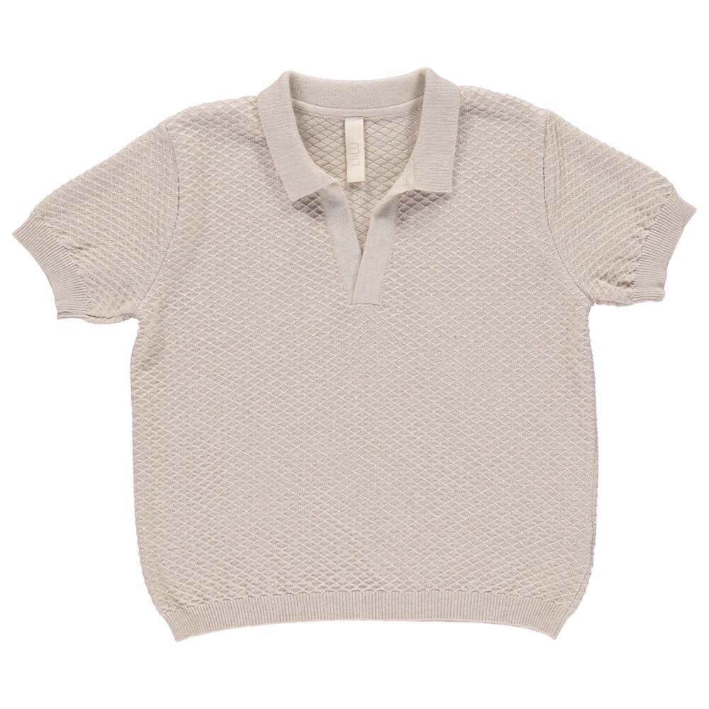 Knit Polo - Beige Tops Liilu 