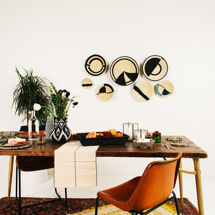 Modern Woven Bowl - 6" Striped Black & Natural