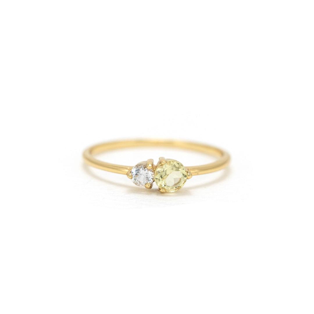 Luma Gemstone Ring - Lemon Quartz + White Topaz