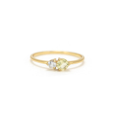 Luma Gemstone Ring - Lemon Quartz + White Topaz