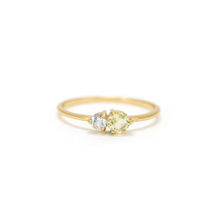 Luma Gemstone Ring - Lemon Quartz + White Topaz
