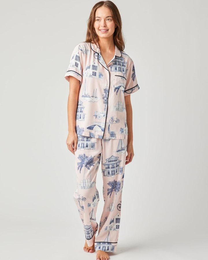 Florida Toile Pajama Pants Set - Pink Navy