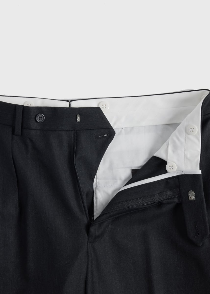 Charcoal Super 110s Wool Pleated Trouser - CHAR