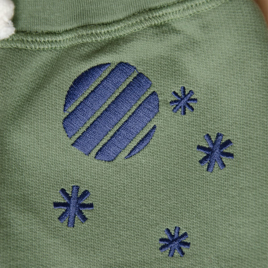 Organic Pima Cotton Sweatpants with Embroidery - Green