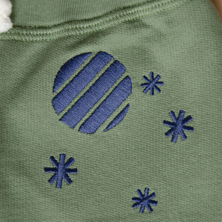 Organic Pima Cotton Sweatpants with Embroidery - Green