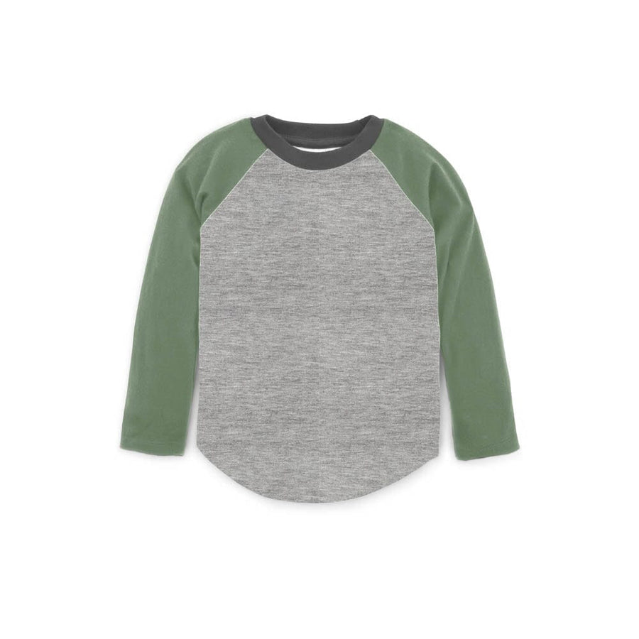 Louie Baseball Tee - Thyme/Heather Grey Tees Colored Organics 