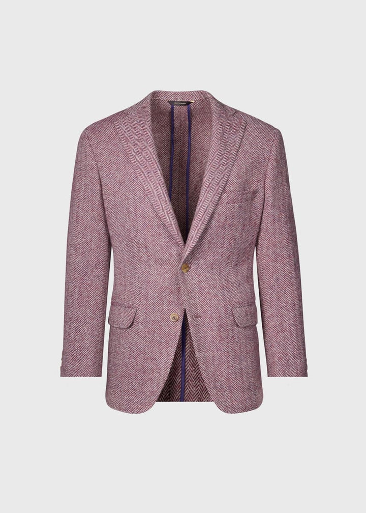 Herringbone Tweed Jacket - Plum