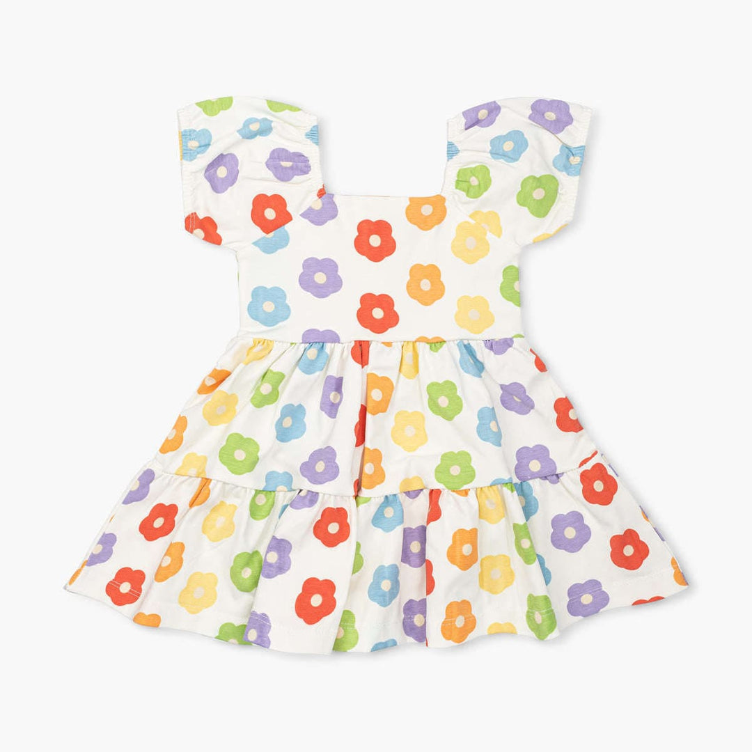 Organic Short Sleeve Life of the Party Dress - Rainbow Poppies