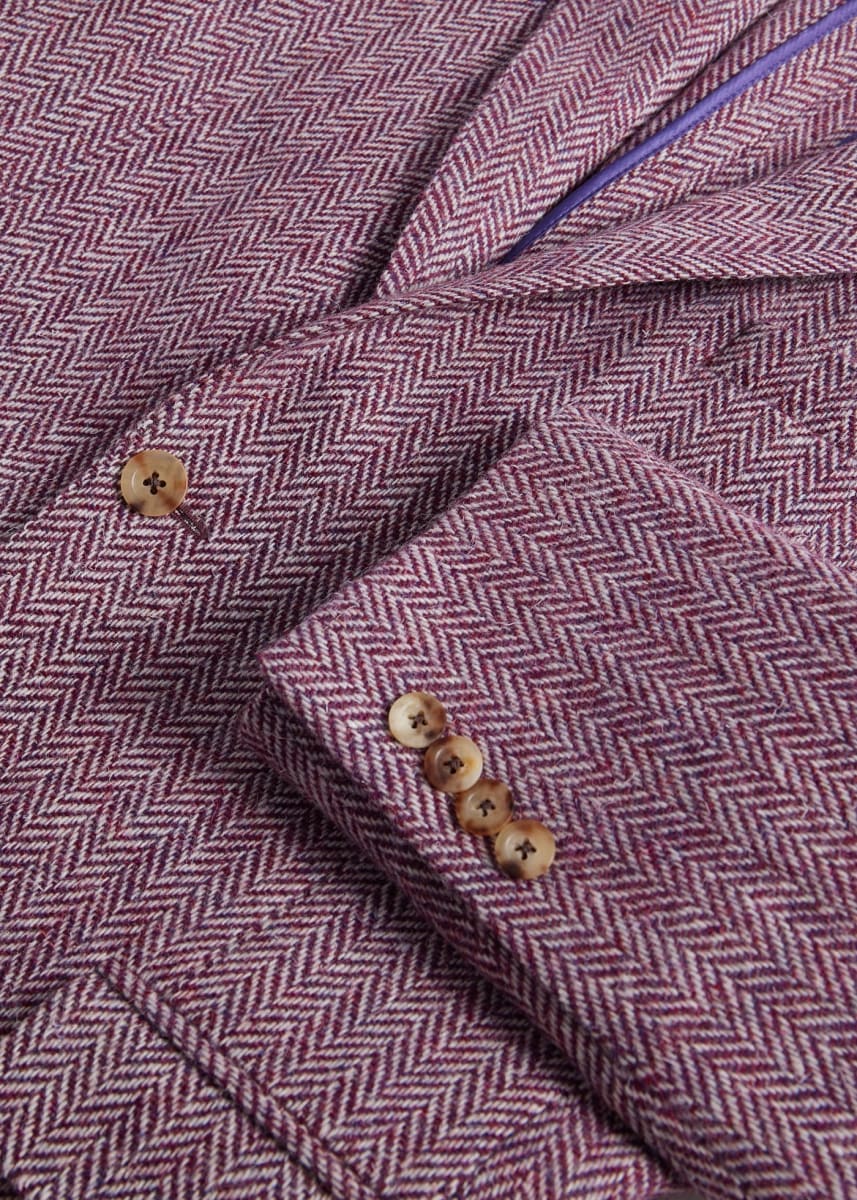 Herringbone Tweed Jacket - Plum