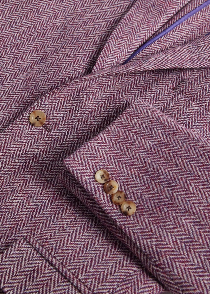 Herringbone Tweed Jacket - Plum