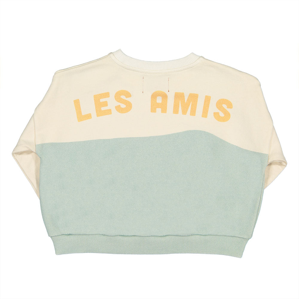 Unisex Sweatshirt - Off White & Light Blue w/ "Les Amis" Print