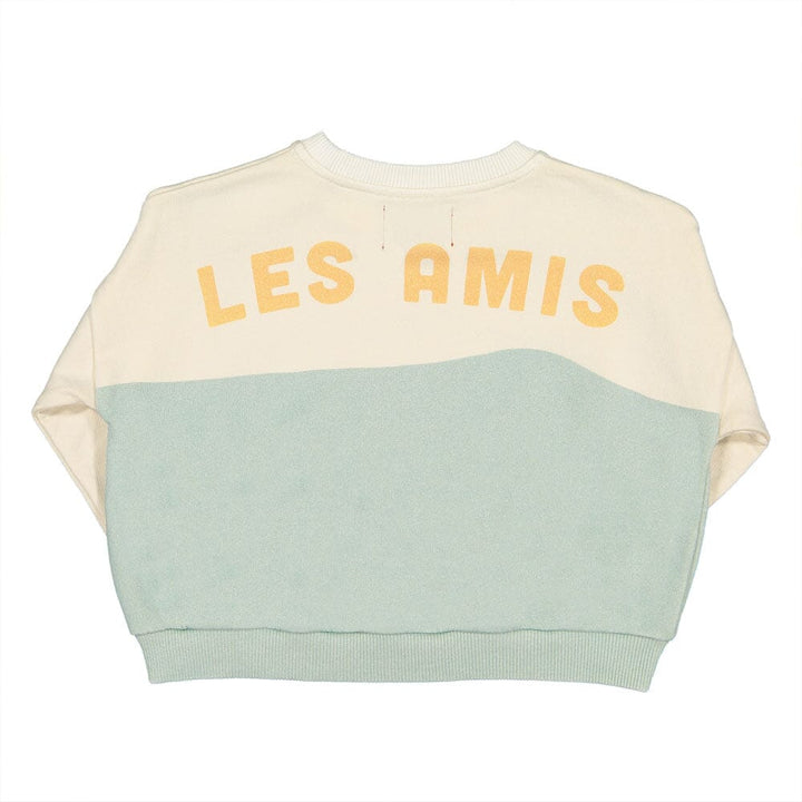 Unisex Sweatshirt - Off White & Light Blue w/ "Les Amis" Print Sweaters Piupiuchick 