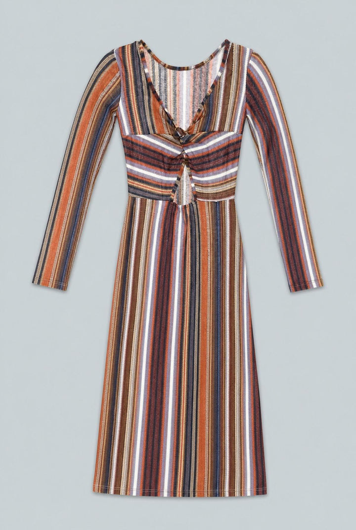 Striped Reversible Dress - Brown Combo