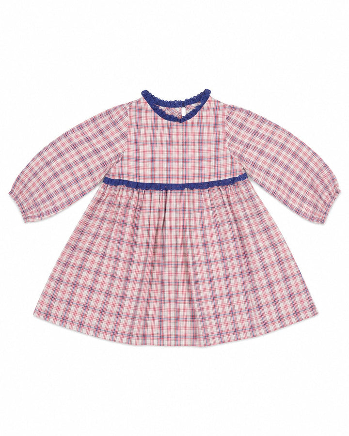 Priya Dress With Lace Trim - Lille Check