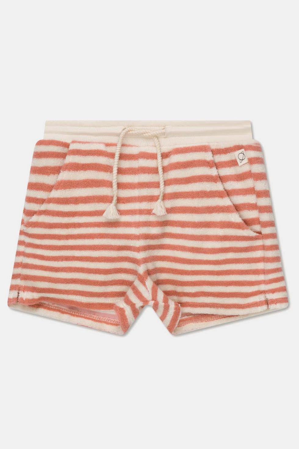 Toweling stripe shorts - Coral