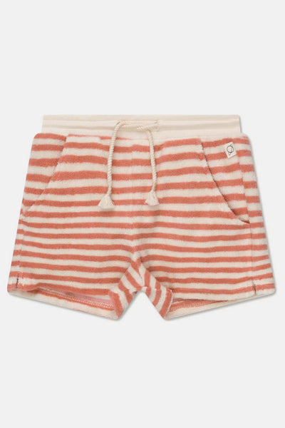 Toweling stripe shorts - Coral