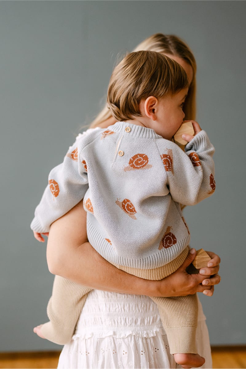Organic Snail Knit Sweater - Pearl Blue
