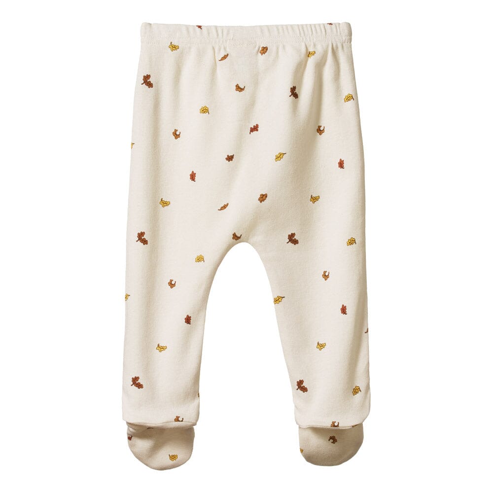 Cotton Footed Rompers - Leaf Print Pants Nature Baby 