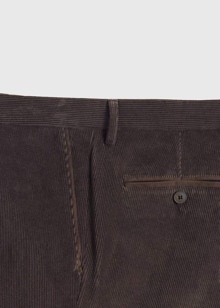 Suede Trimmed Corduroy Trouser - Chocolate