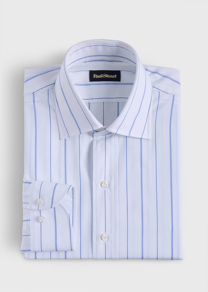 Wide Stripe Dress Shirt - White