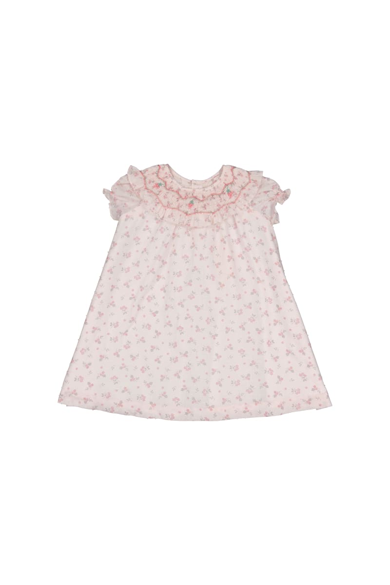 Myrtille Short Sleeve Bishop Dress - Floral/Pink