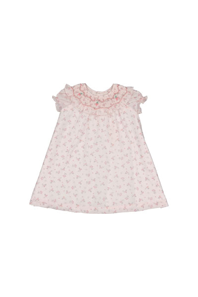 Myrtille Short Sleeve Bishop Dress - Floral/Pink