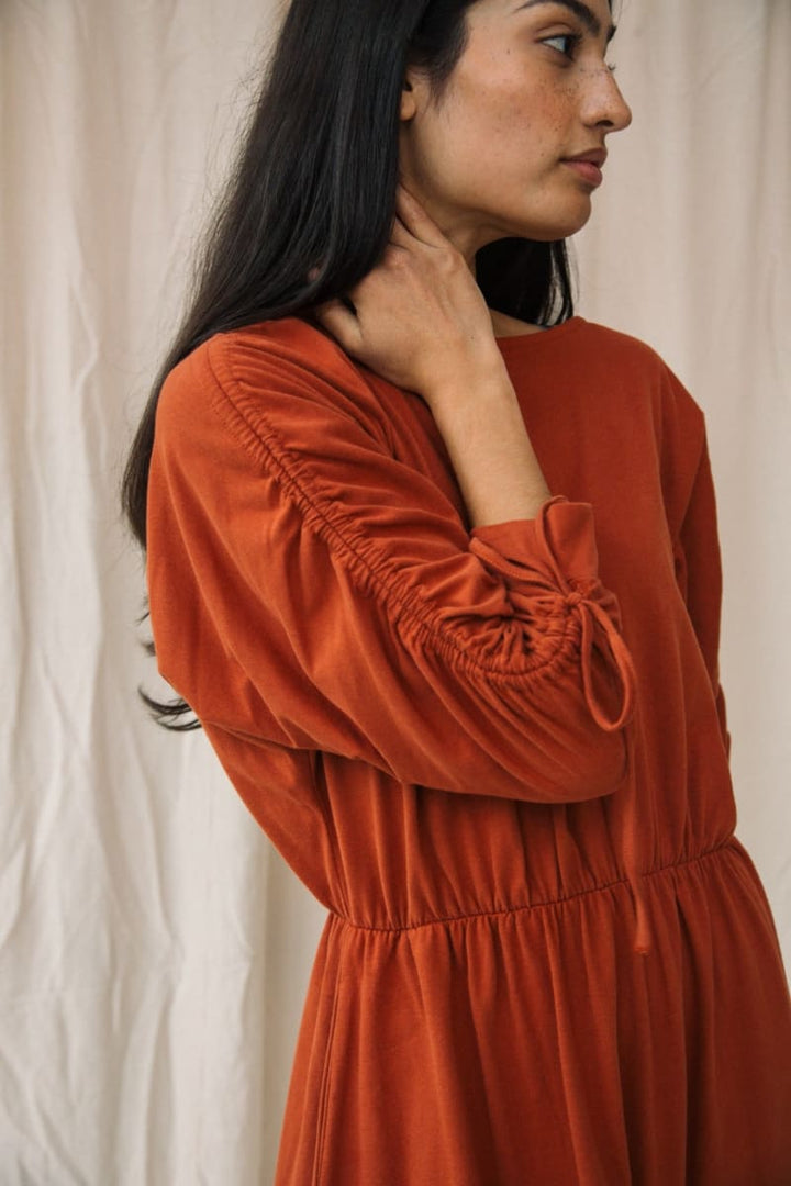 Azalea Organic Cotton Jersey Dress - Paprika