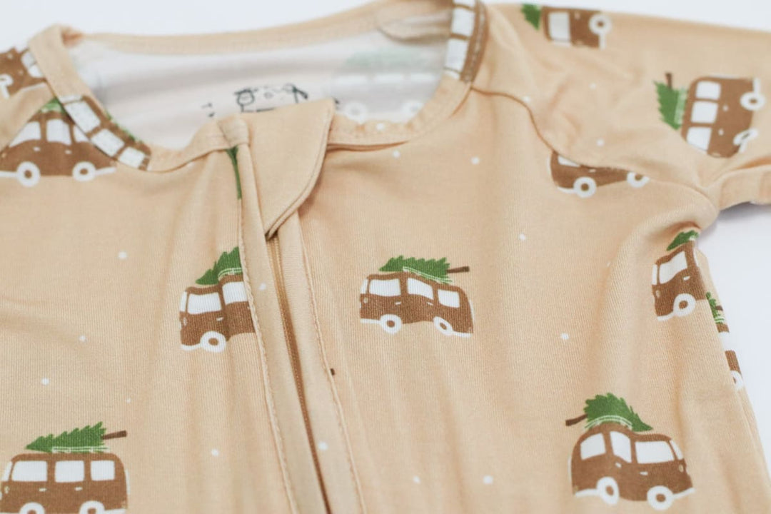 Bamboo Zip Romper - Christmas Van