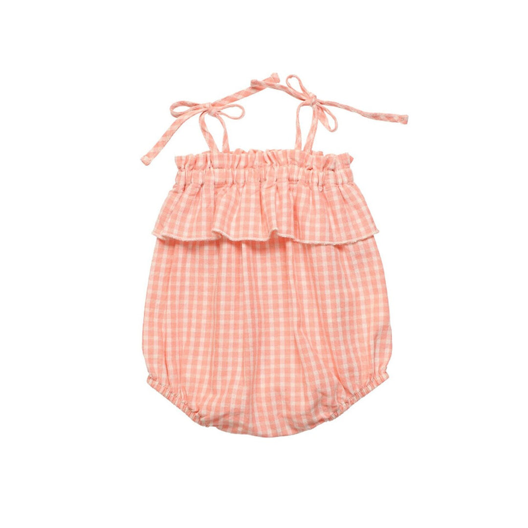 Rachel Baby Romper - Coral Check One Pieces The New Society 