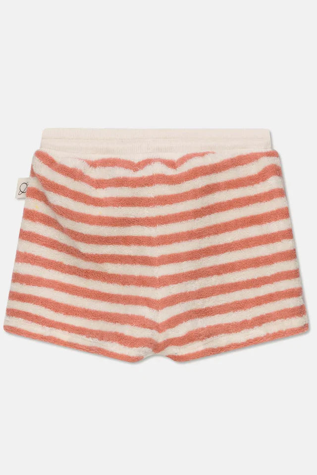 Toweling stripe baby shorts - Coral