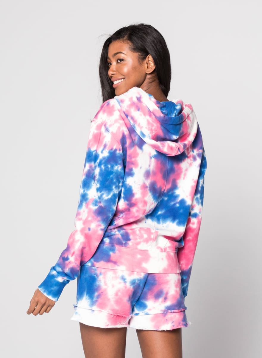 Pink N Blue Kangaroo Zip-Up Hoodie - Hot Pink/Electric Cloud Dye