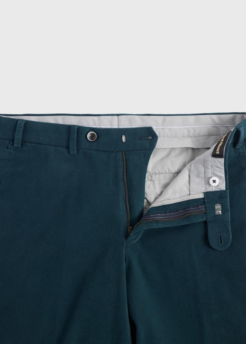 Brushed Cotton Plain Front Newton Pant - Teal