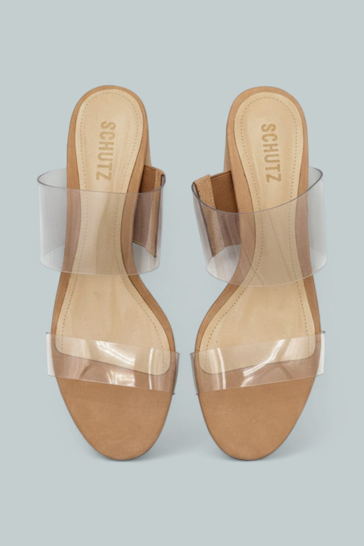 Victorie Clear Strap Block Heel Sandals - Transparent