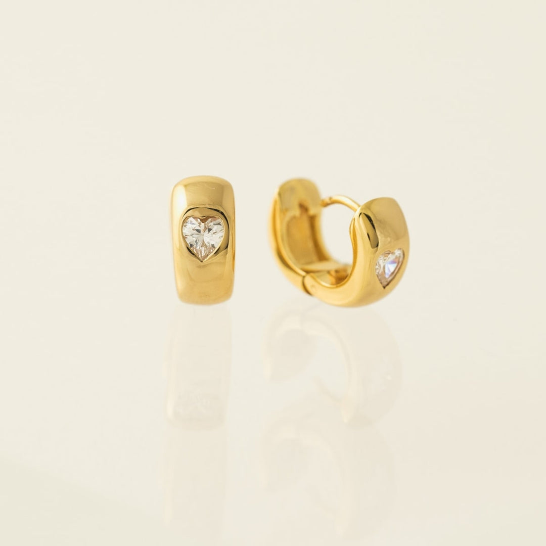 Heart Chunky Huggie Hoop Earrings