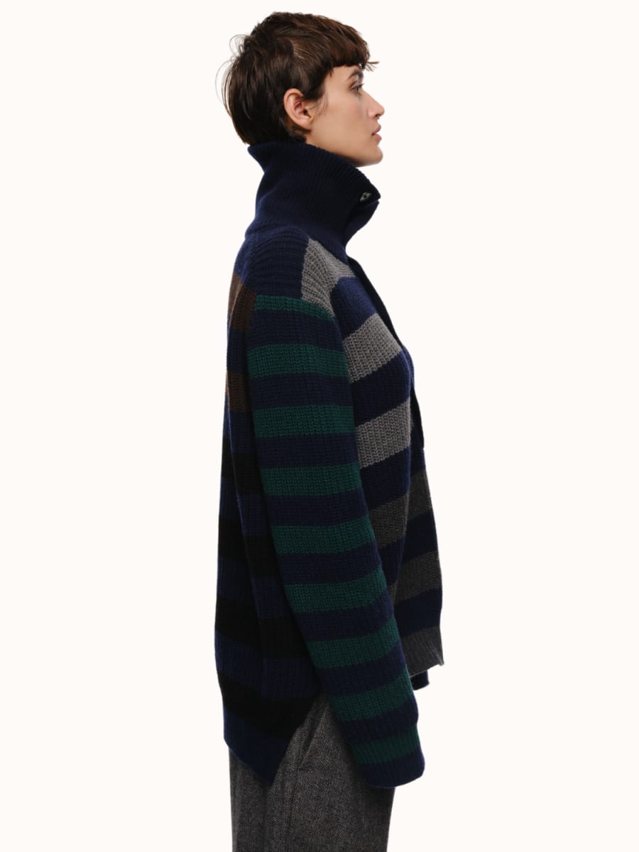 Parker Button Front Sweater - Navy