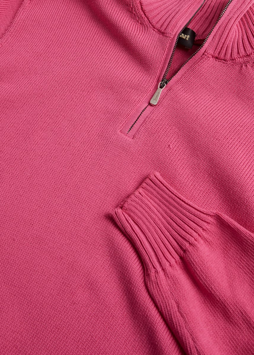 Quarter Zip Sweater - Bright Pink