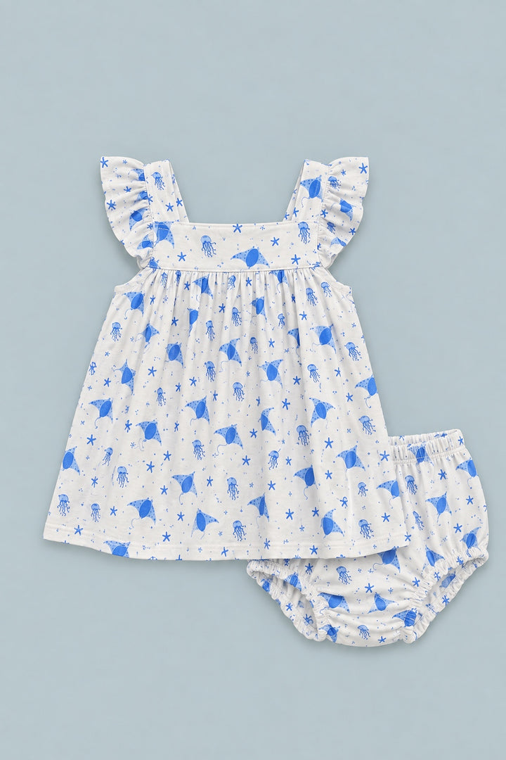 Ruffle Dress With Bloomer - Stingray Blue