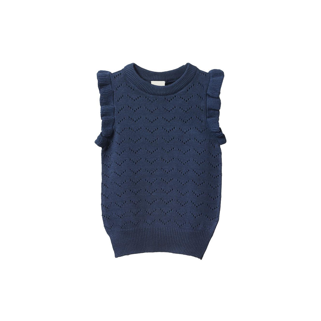 Mathilde Vest - Vintage Indigo Pointelle