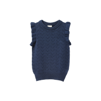 Mathilde Vest - Vintage Indigo Pointelle