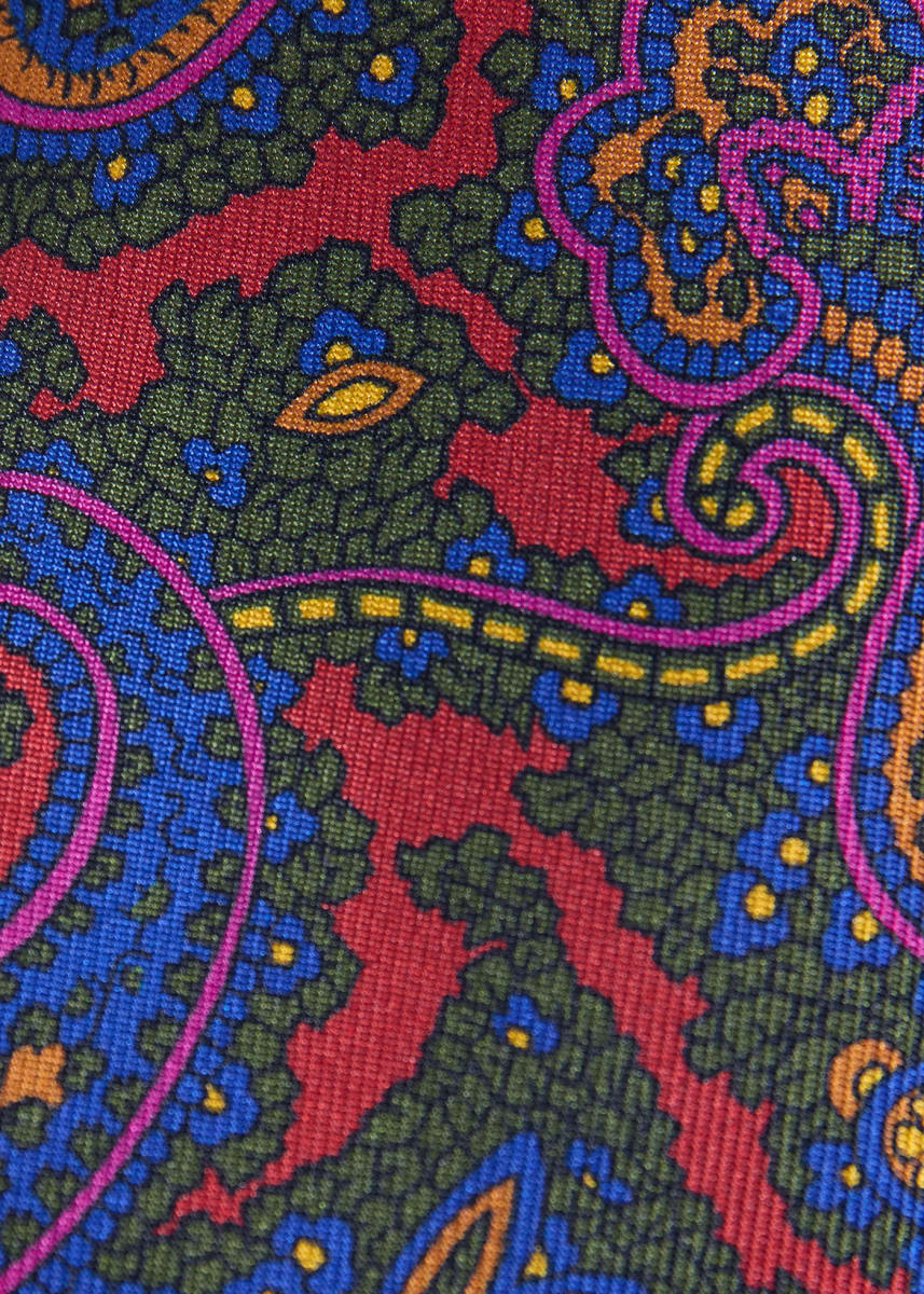 Ornate Paisley Print Tie - Red