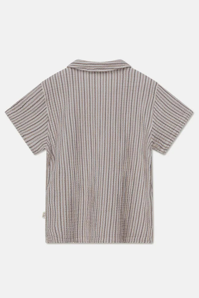 Gauze stripe camp shirt - Soft grey