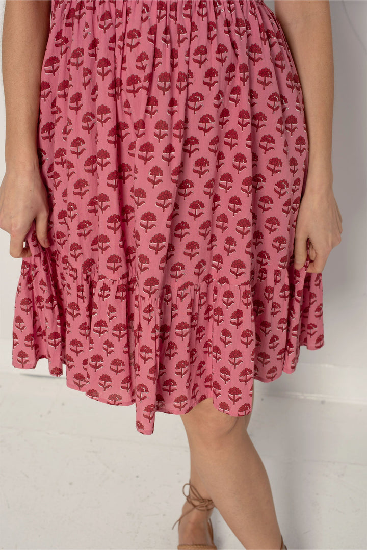 Delilah Dress - Red and Pink Hydrangea