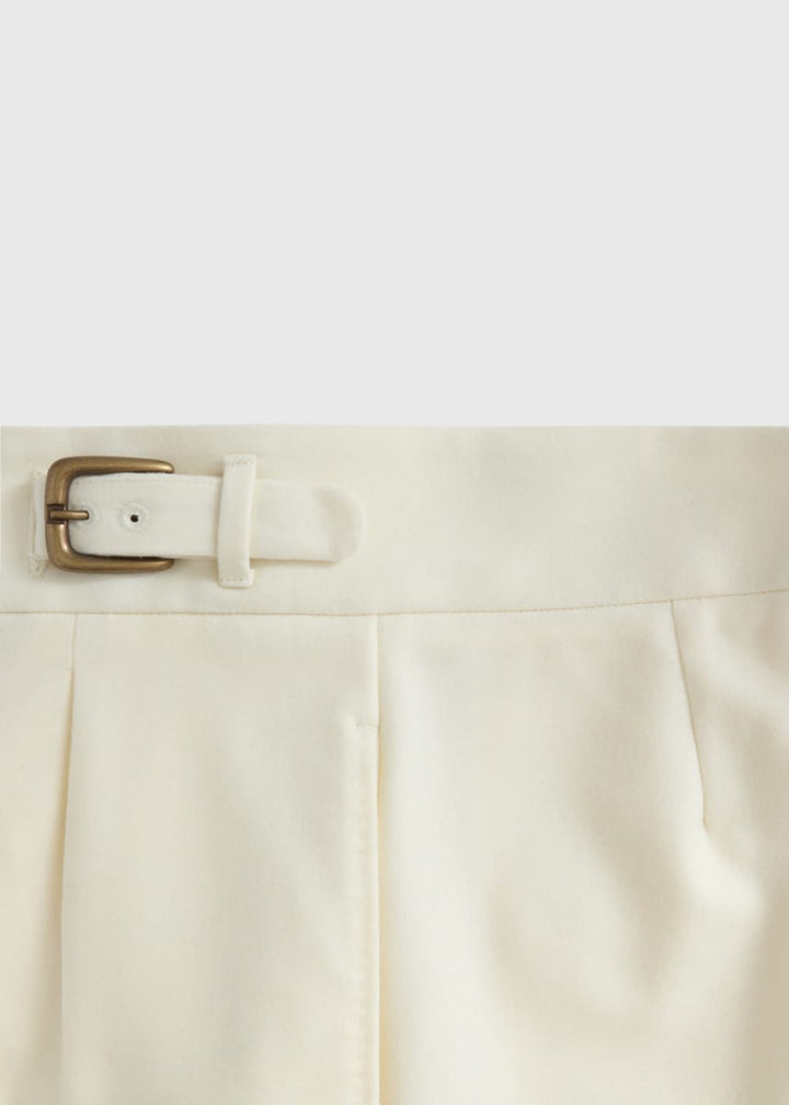 Super 100 Wool Flannel Gurka Pant - Cream