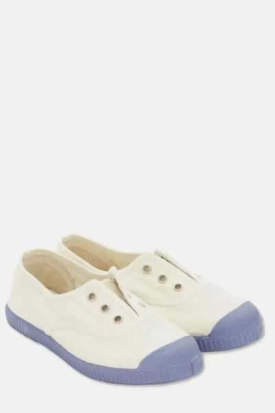 Slip-on vegan shoelace sneakers - Ivory sky blue