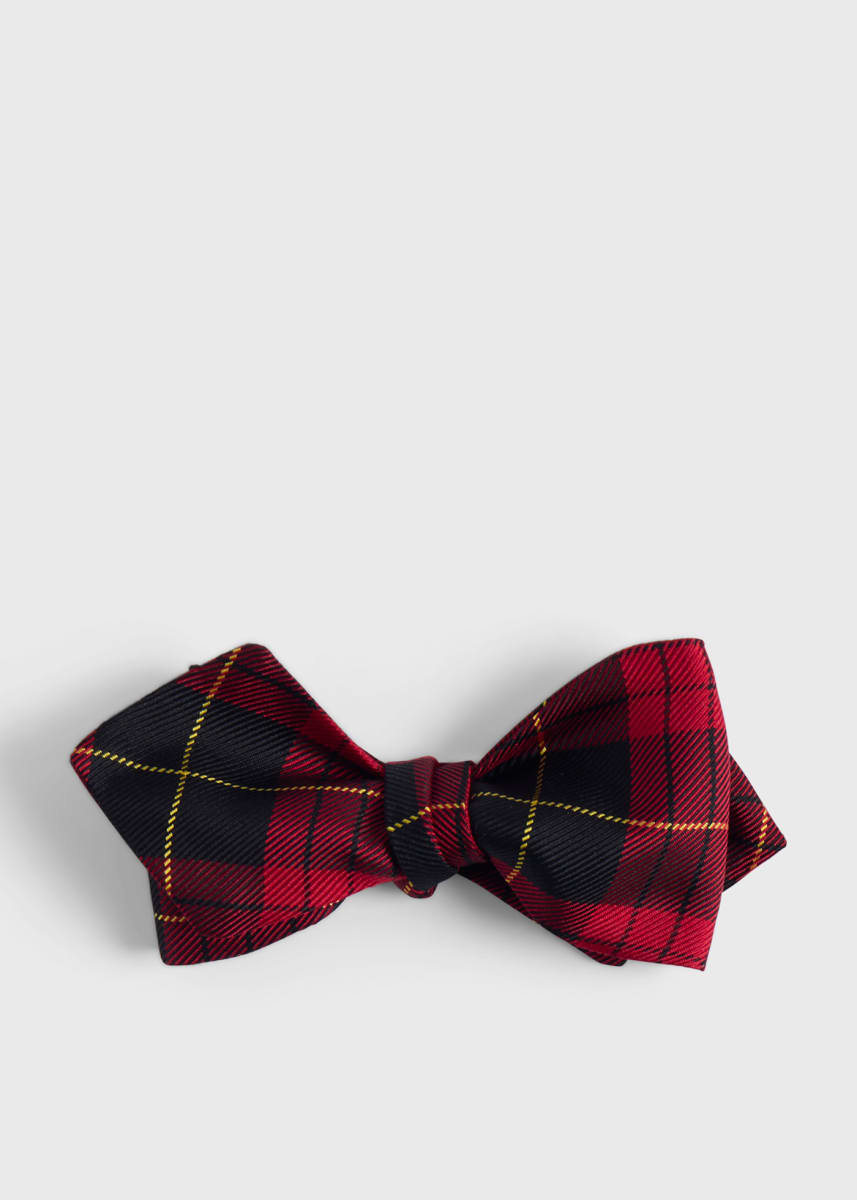 Red and Black Tartan Bow Tie - Red
