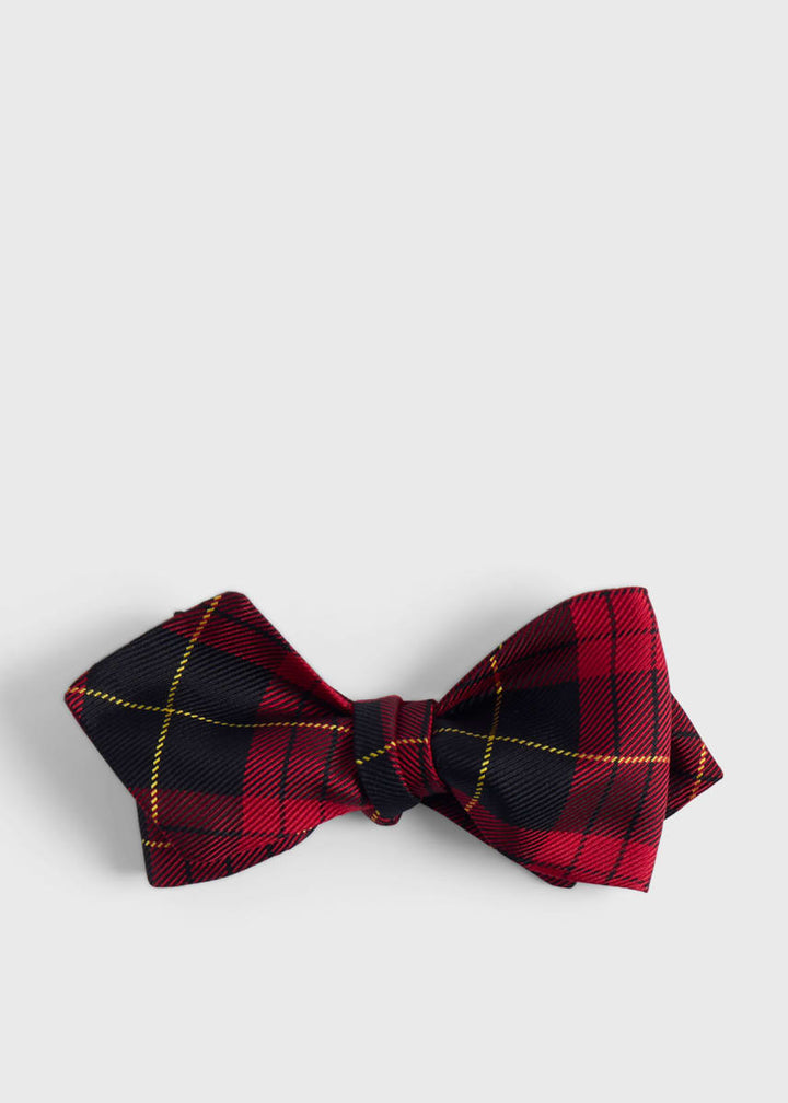Red and Black Tartan Bow Tie - Red